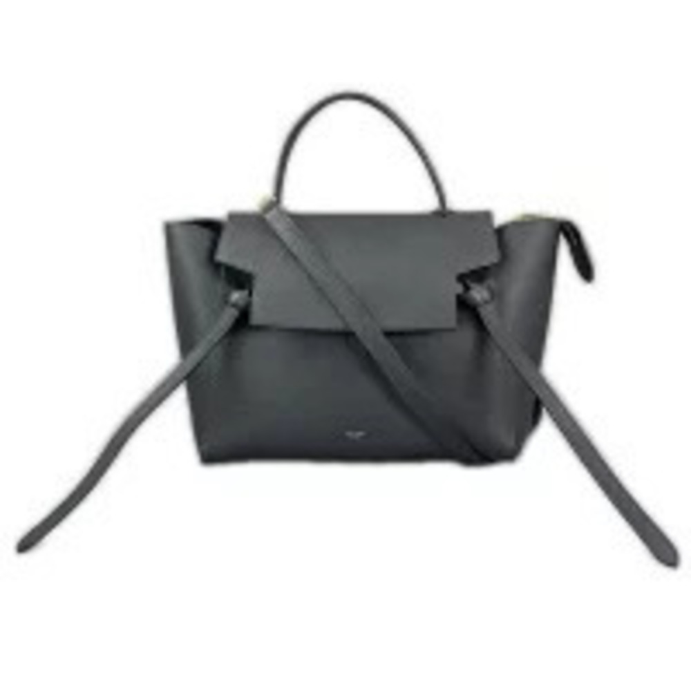 Celine Belt 2way Calfskin Leather Bag Handbag Grain Calf Leather Black